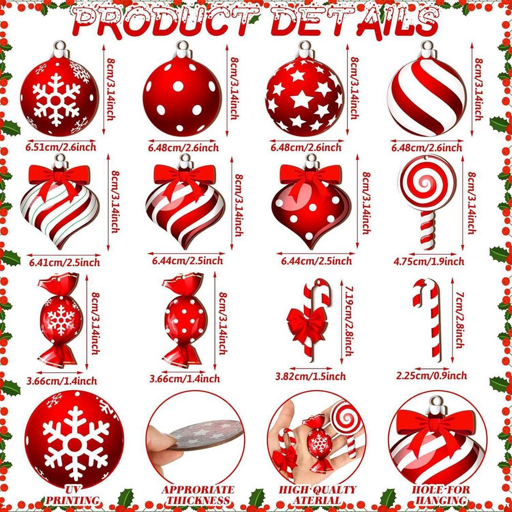 

Christmas Candy Pendants Colorful Wooden Lollipop Ornaments 36 Pcs Set for Christmas Tree Decoration Home Garden Party Supplies