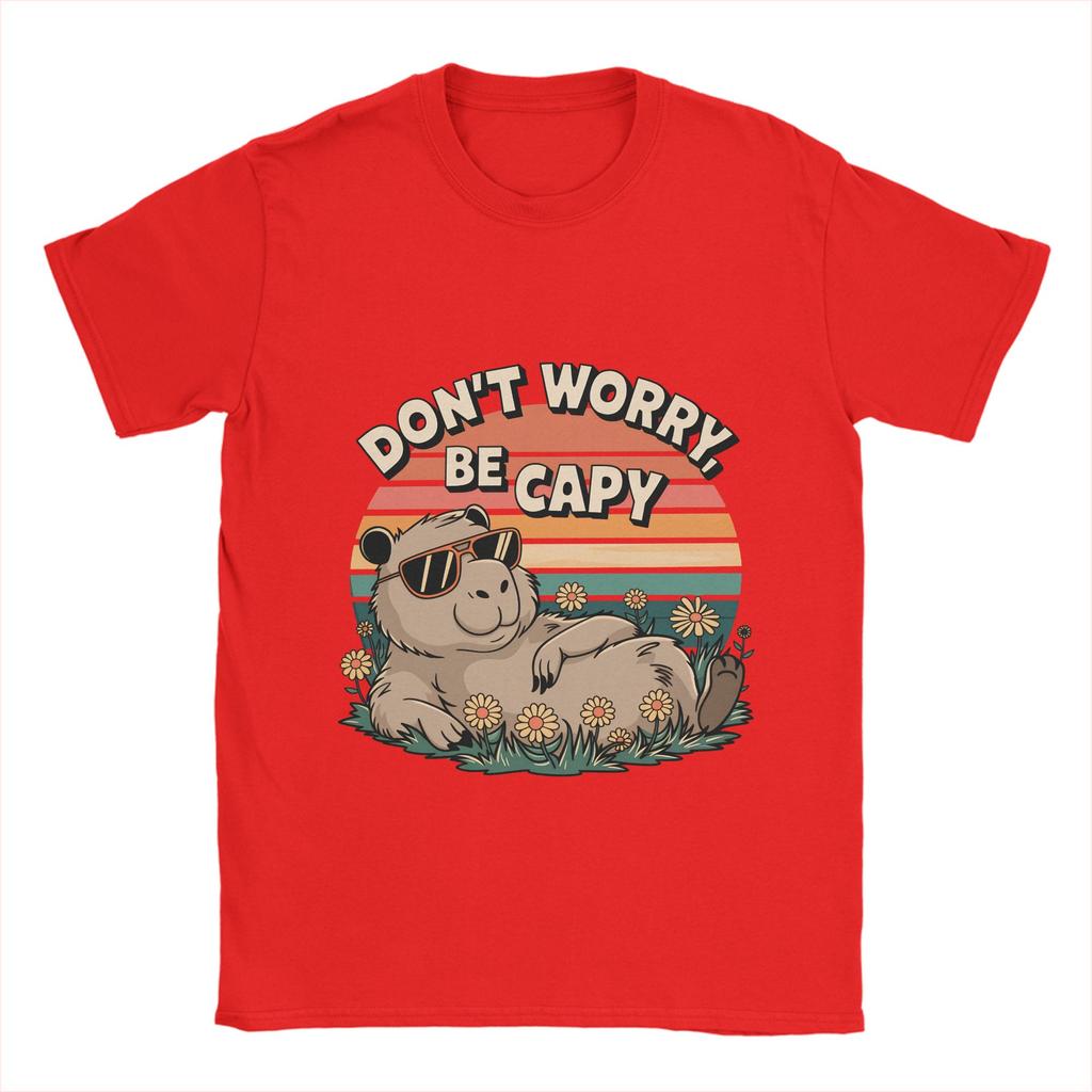 Capybara Dont worry Be Cappy T Shirt Summer  Hip Hop TShirts Man Cotton O Neck Plus Size Top Tees ShortSleeved Vintage Tshirt