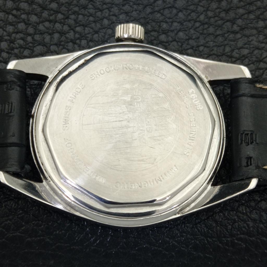 HAND-WINDING VINTAGE FAVRE LEUBA 101 SEA KING SWISS MENS BEIGE WATCH A702012-5 R208-a702012