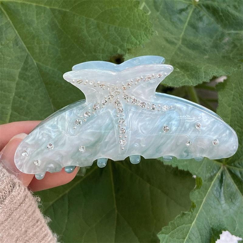 New Starfish Hair Claw Clip Ocean Beach Crystal Rhinestone Shark Clip Hairpin Hair Clamps Grab Elegant Women Hair Accessories
