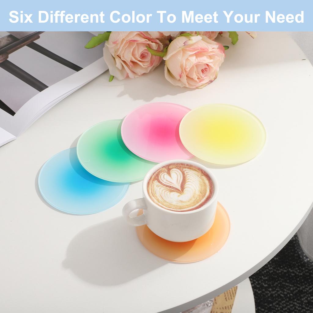 4pcs Acrylic Cup Coasters Cute Coasters Round Heat Resistant Cup Coasters Non-Slip Table Coasters For Dining Table Decor