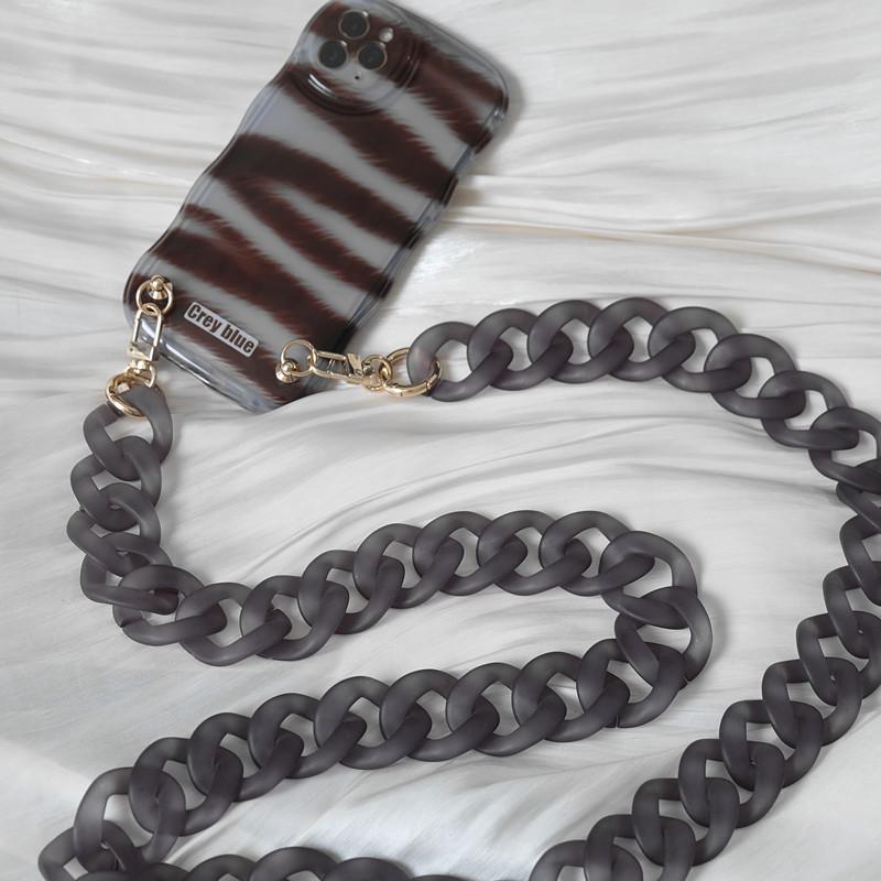 New Phone Accessory Detachable Parts Chain Grey Crossbody Resin Luxury Strap Phone Case Chains Acrylic Shoulder Lanyard Hanging Chain