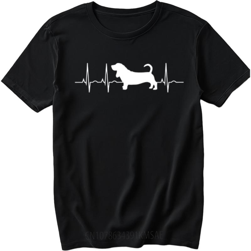 Funny Tshirt Street Wear Unisex Oneck Tshirt Casual Dachshund Heartbeat Silhouette Design Minimalist Teeshirt Teenagers Tee Shirt