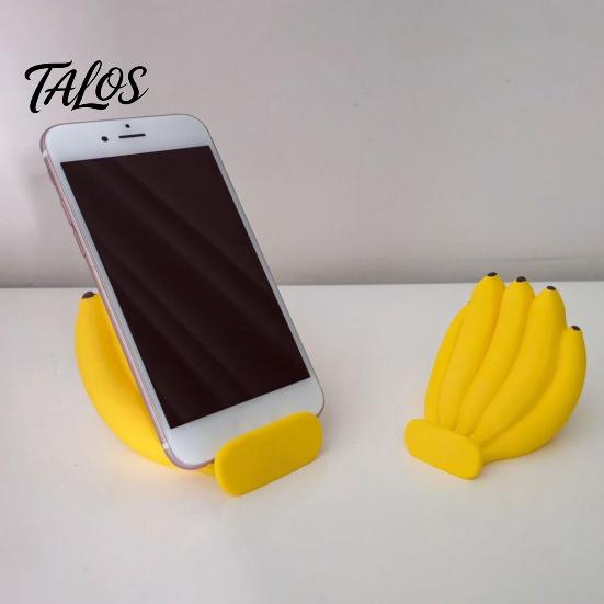Funny Desk Accessories for Office Cute Banana Phone Stand, Fun Desktop Holder, 3D Printed Decorative Cell Cradle Creative Ornament, Stress Relief Gift