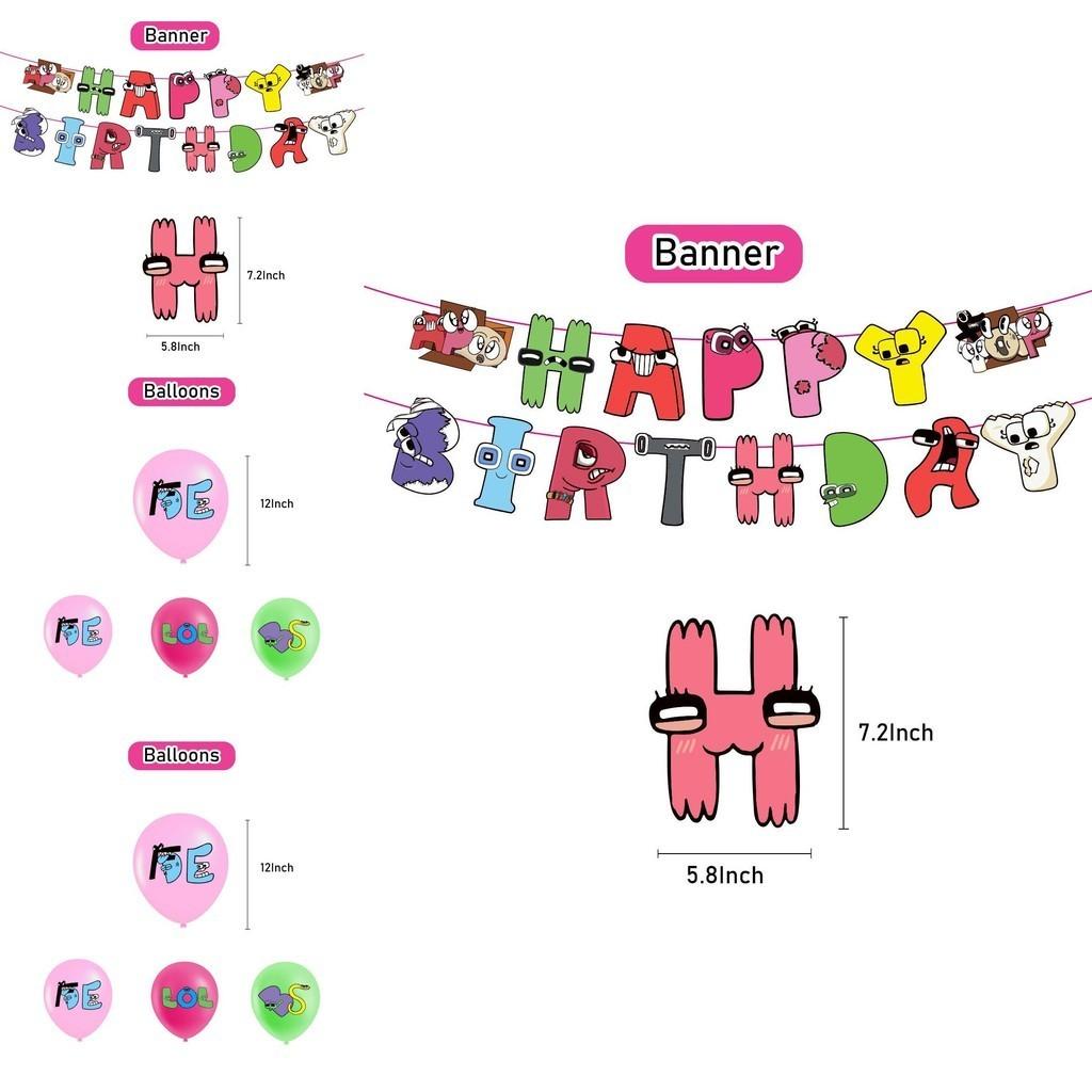 Magical Alphabet Lore Theme Balloon Pull Flag Set Birthday Party Decor Decorations Supplies