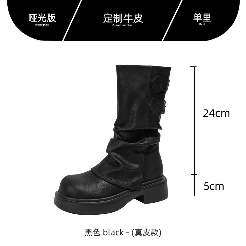 Martin Boots Women's Maillard Short Boots Women's 2025 New Spring and Autumn Single Boots Thick-soled Brown Trousers Knight Boots Martin Boots