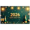 2026 New Year Banner Green Background Champagne Happy New Year Banner for New Year Party 2026 Celebration Holiday Decoration