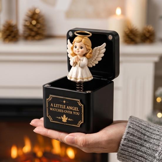 Interactive Xmas Magic Box 3D Printed Christmas Pop-Up with Spring Action, Elements/Angel/Star Snowman Holiday Party Favors Ornaments,