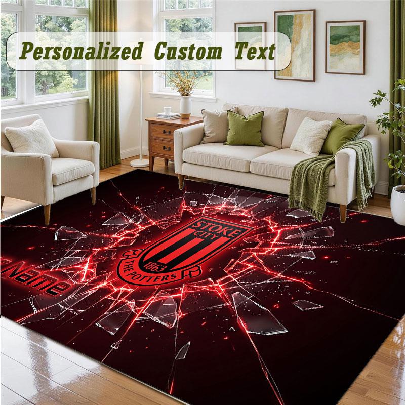Crystal Velvet Square Rug Custom NameStoke City FC Pattern Non Slip Home Floor Decor Rug
