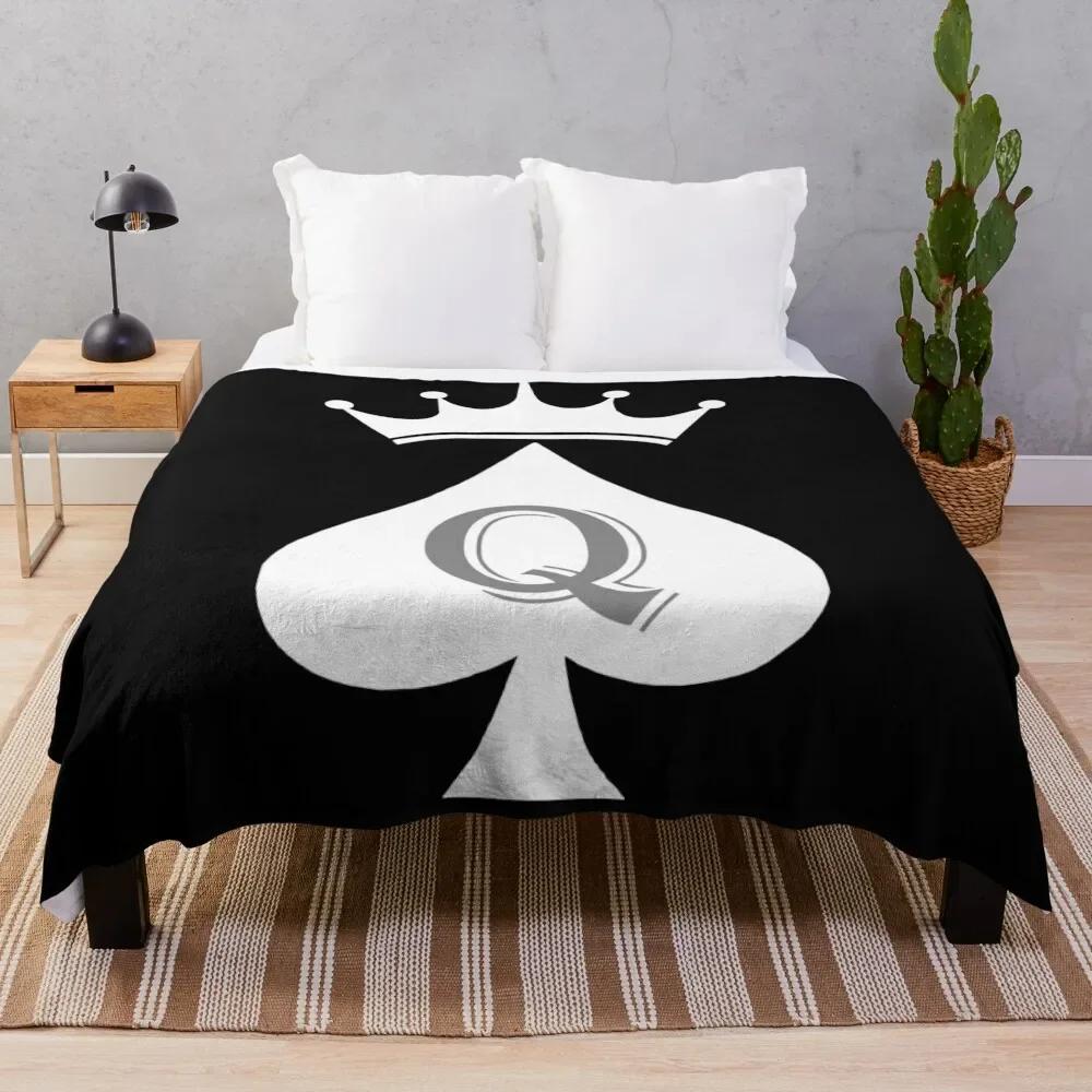 Crowned Queen Of Spades Throw Blanket bed plaid Giant Sofa Hairy Blankets blankets for beds blankets throw blanket 75X95CM
