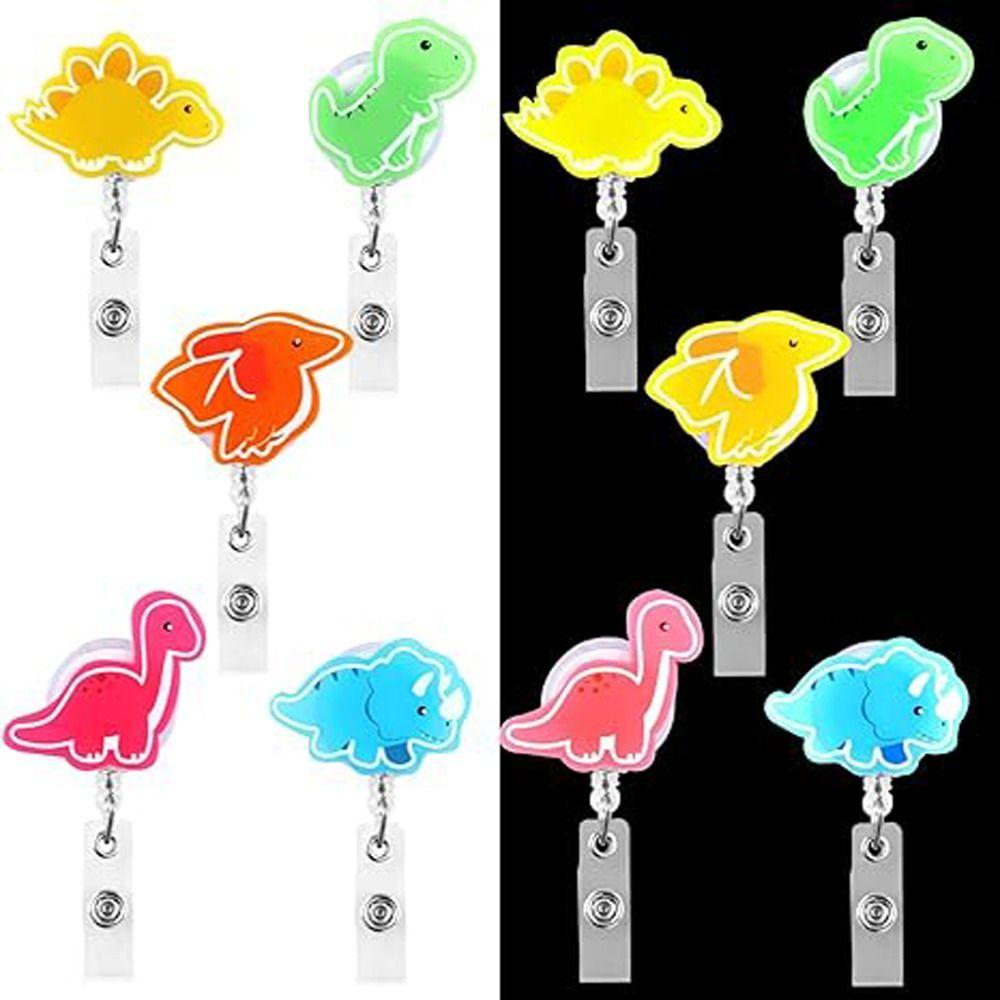 

Luminous Dinosaur Badge Reels Glowing in The Dark Retractable Clip ID Badge Holder Night Shift