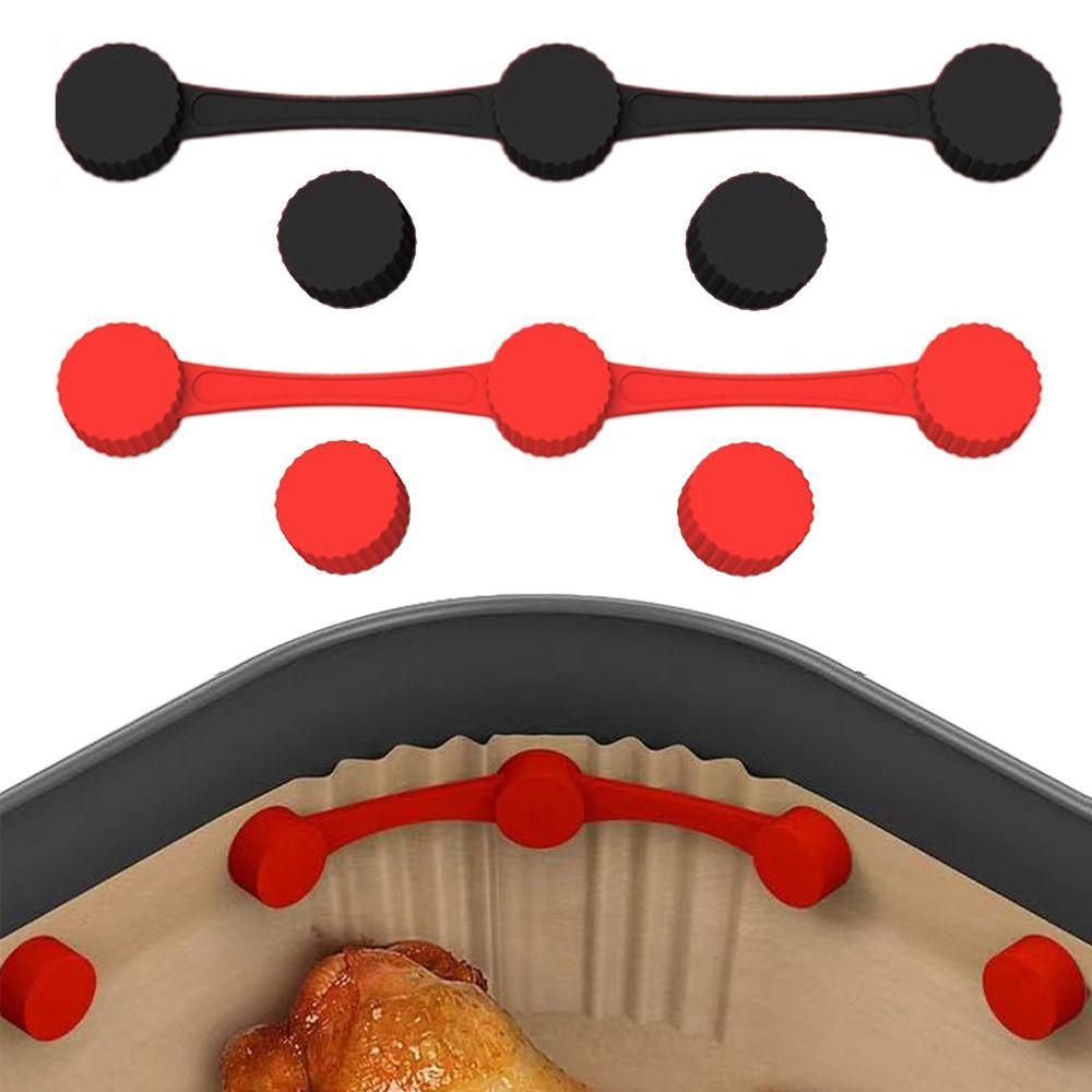 1pc Reusable Air Fryer Magnet Silicone Buckle Non-Scratch Paper Holder  Lock Disposable Liners