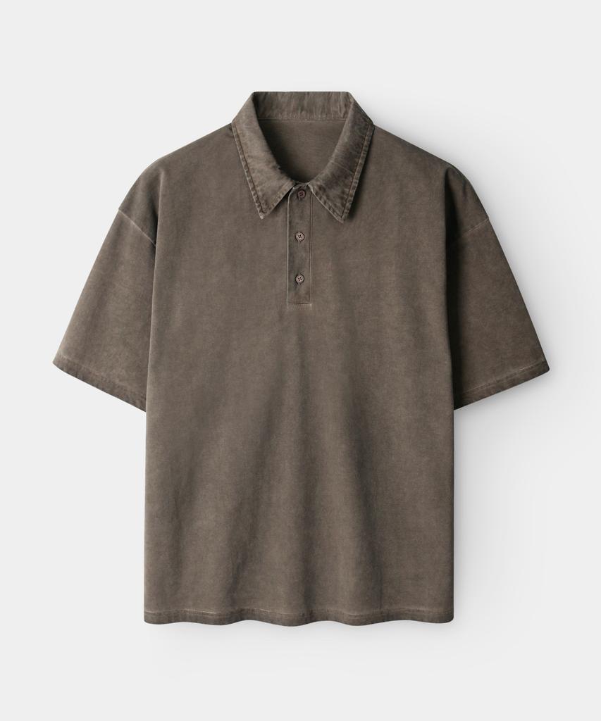INDUST [Indust X Yobi] Pigment Washed Pique Short Sleeve Shirt_3 Colors