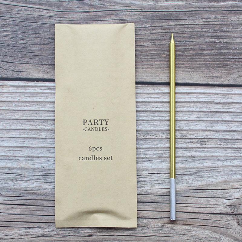 Model Birthday Candles, 6 Straight Poles, Gold-plated Multi-color Party Decoration, Rainbow Candles