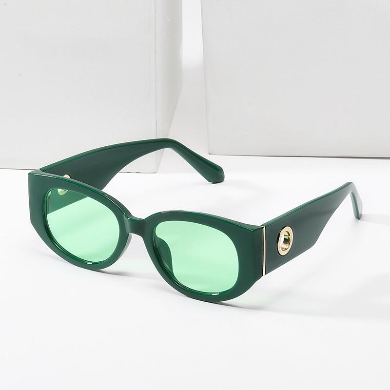 New European and American Fashion Oval Frame Thick Leg Sunglasses Personalized Trend Versatile Street Shot UV Protection Sunglasses