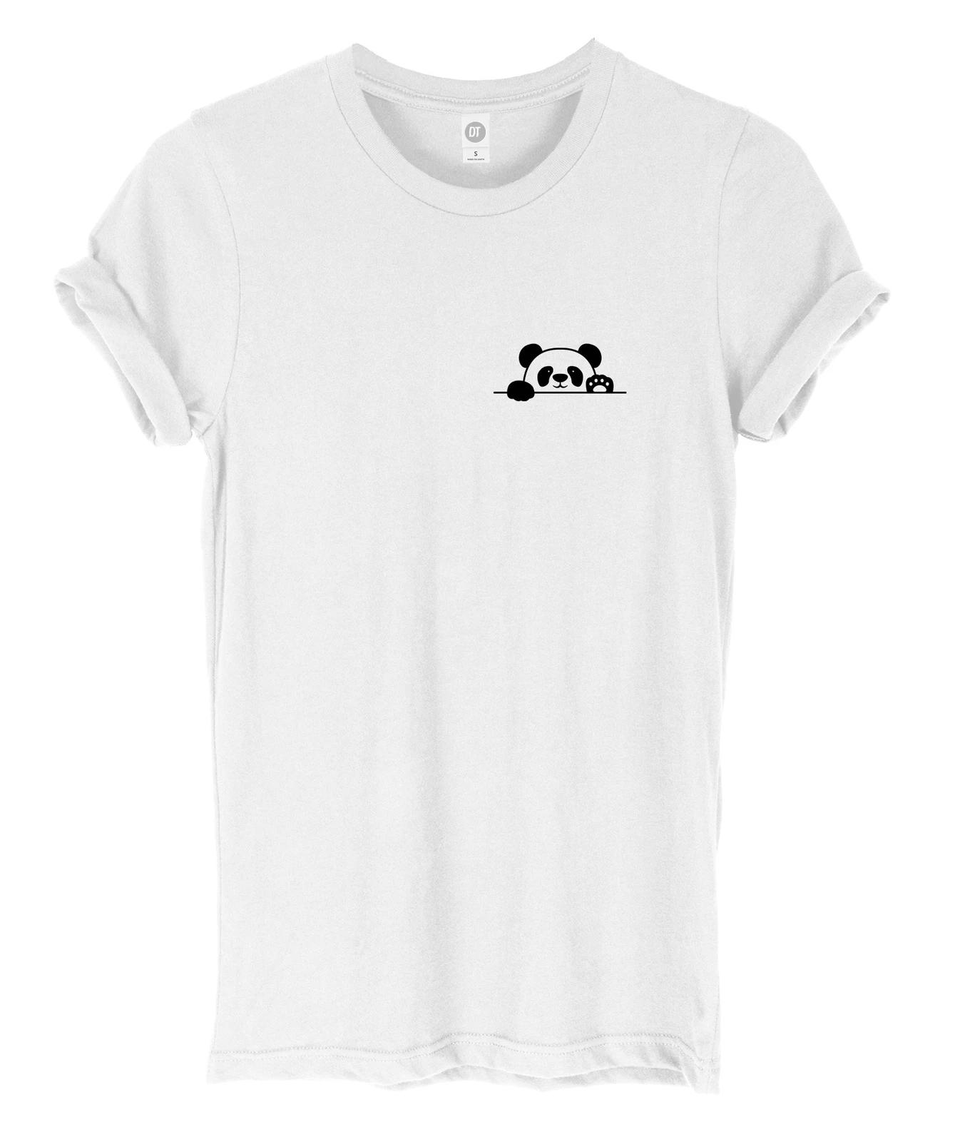 Waving Panda Bear Breast Print Mens Womans Funny Unisex Pocket Print T-Shirt S