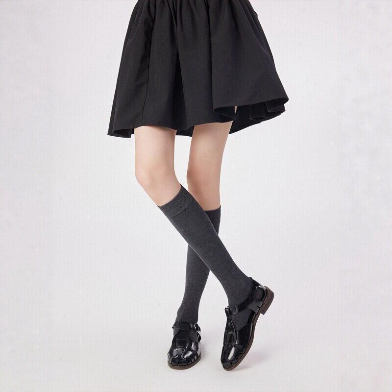 Miu Series Vertical Pattern Calf Socks Women'S Ballet Style Spring And Summer Thin Breathable Stacking Socks Knee Versatile Jk Long Cotton Socks