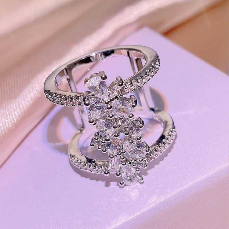 Multi Layer Smart Diamond-encrusted Female Ring Index Finger
