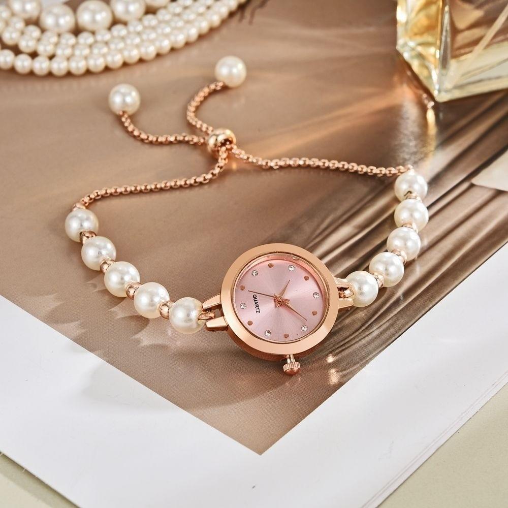 Adjustable Quartz Watch Precise Women's Watch Trendy Pearl Bracelet Watch  Birthday Gift