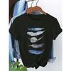 Detail Light Pink & Blue Round Neck Spring Summer Seasonal Fashion Women's Casual Short Sleeve T-Shirt Artistic Graphic Print