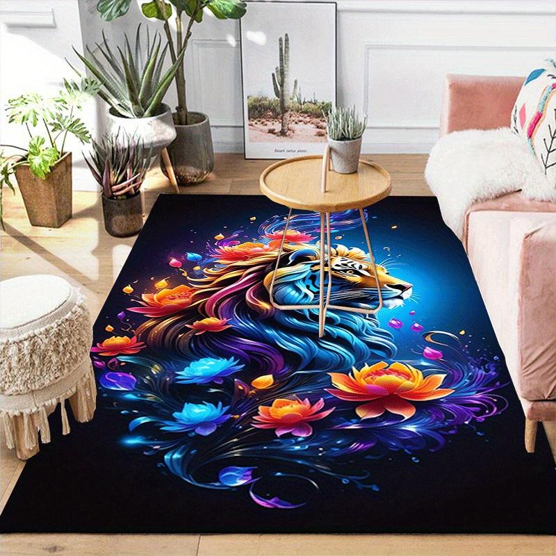 1pc Tiger Like a Lion Print Design Area Rug - Soft, Anti-Slip, and Durable Gaming Room Decor for Bedroom