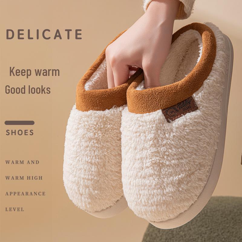Plush Furry Winter Cotton Slippers for Couples – Non-slip Indoor Shoes for Women and Men 2025.