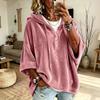 Women's Velvet Hooded Sweatshirt with Drawstring, Loose Fit Sleeve