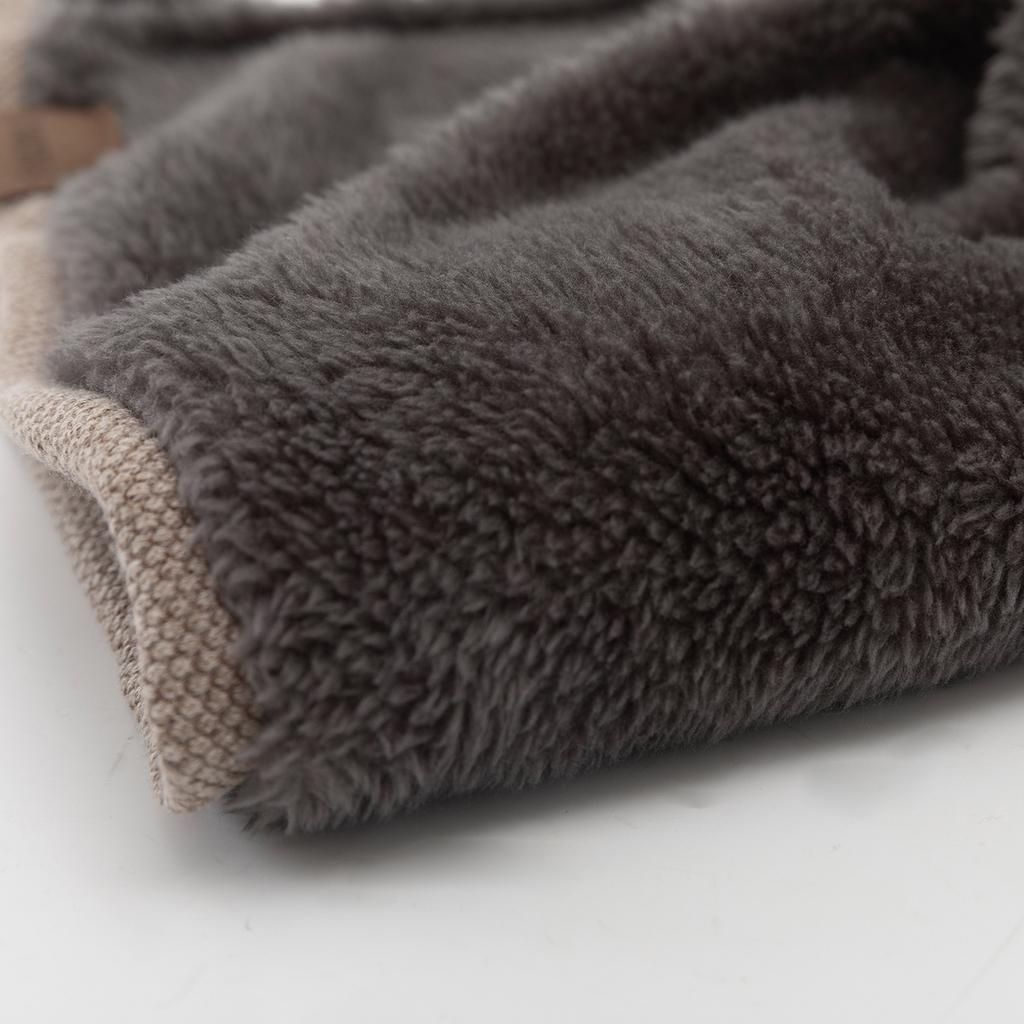 Autumn/Winter Beanie Hat Casual Fleece-Lined Thermal Solid-Colour Loose-Fit Knitted Hat for Men and Women