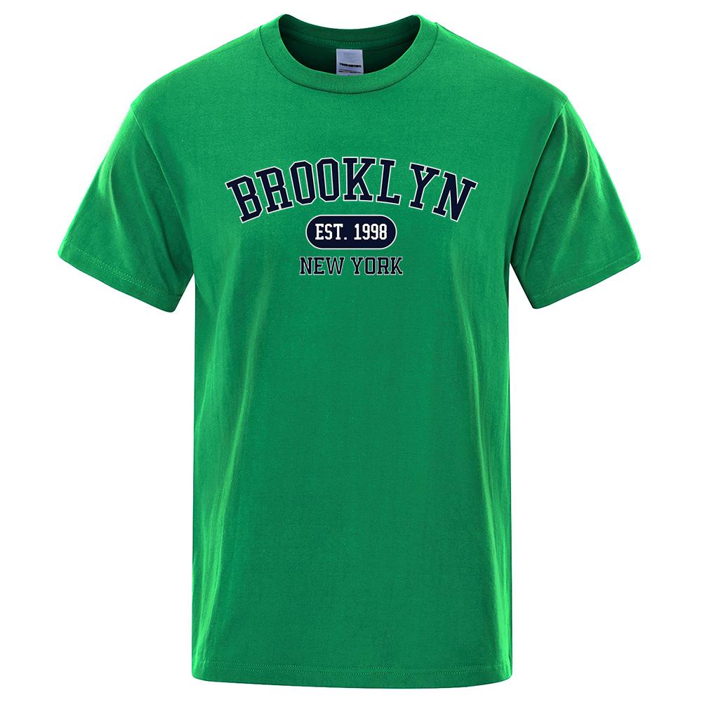 

Brooklyn Est.1998 New York Letter T Shirts Man Casual Crewneck Streetwear Breathable Fashion Summer Tops Cotton Loose T-Shirts 4XL