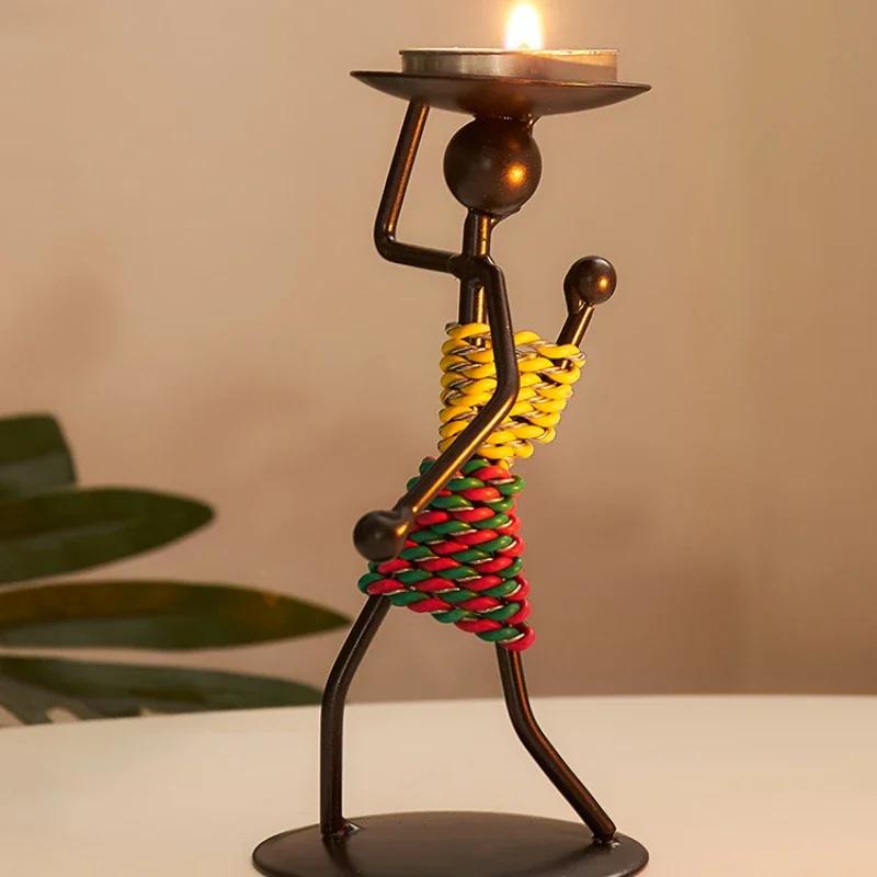 Creative Nordic Candle Holder Candlestick Romantic Candlelight Dinner Iron Men Restaurant Decor Handmade for Home Decoration