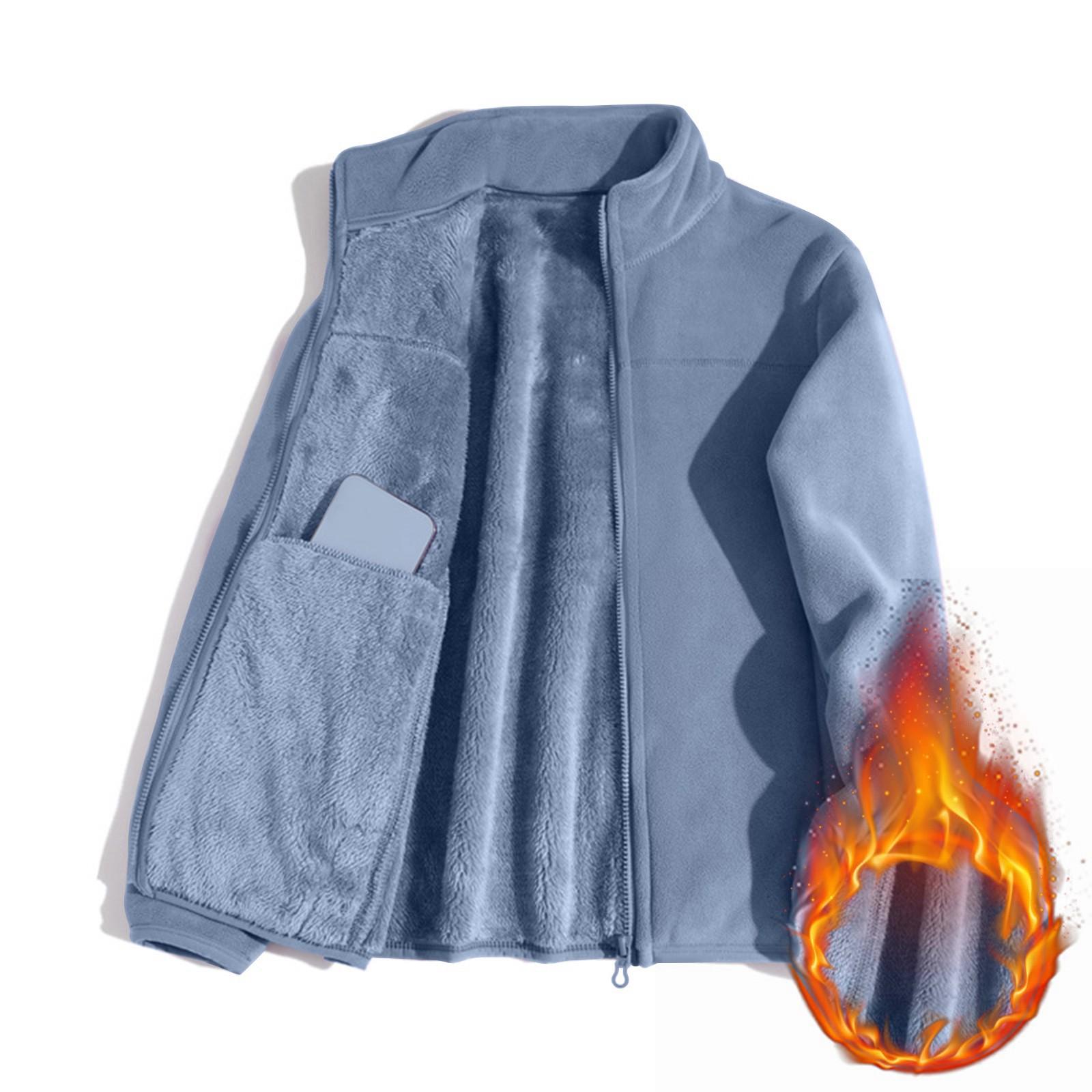 

Мужская флисовая куртка высокого качества, верхняя одежда, плюс утолщенный бархатный свитер XL тёмно-синий