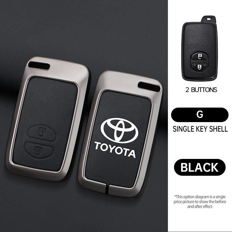 

Zinc Alloy Leather Car Remote Key Case Holder Shell For Toyota Aqua RAV4 Land Cruiser Camry Prado Corolla Prius Keyless Keychain
