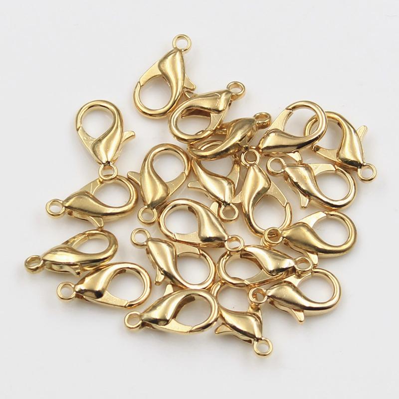 50Pcs 16Mm 14Mm 12Mm 10Mm Bronze Silver Color Kc Gold Color Plated Fashion Alloy Lobster Clasp Hooks Diy For Necklace Bracelet