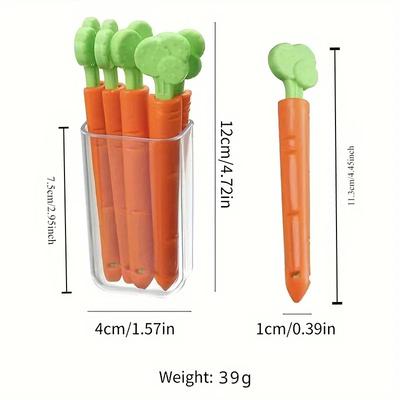 5Pcs PP Food Bag Clips - Carrot Shape Sealing Clips for Household Kitchen Multi-Purpose Use