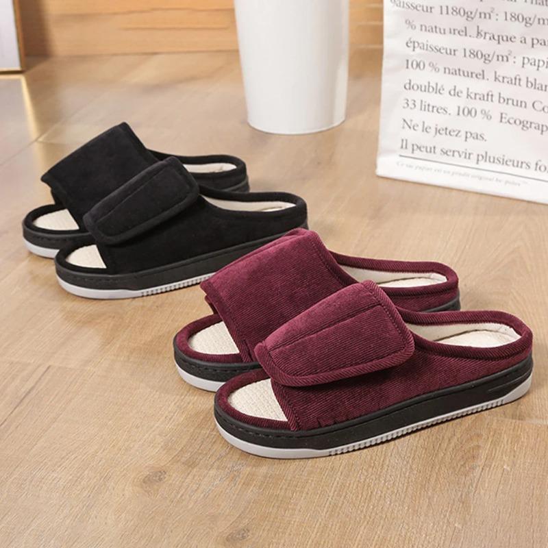 Men Women's Diabetic Slippers Adjustable Swollen Feet Slippers Open Toe with Rubber Sole for Indoor Outdoor