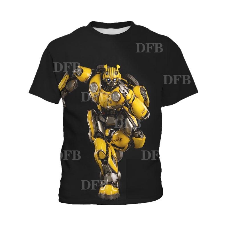 Camiseta infantil Transformers Bumblebee impressa em 3D verão nova manga curta menino bonito manga curta 3-13 anos