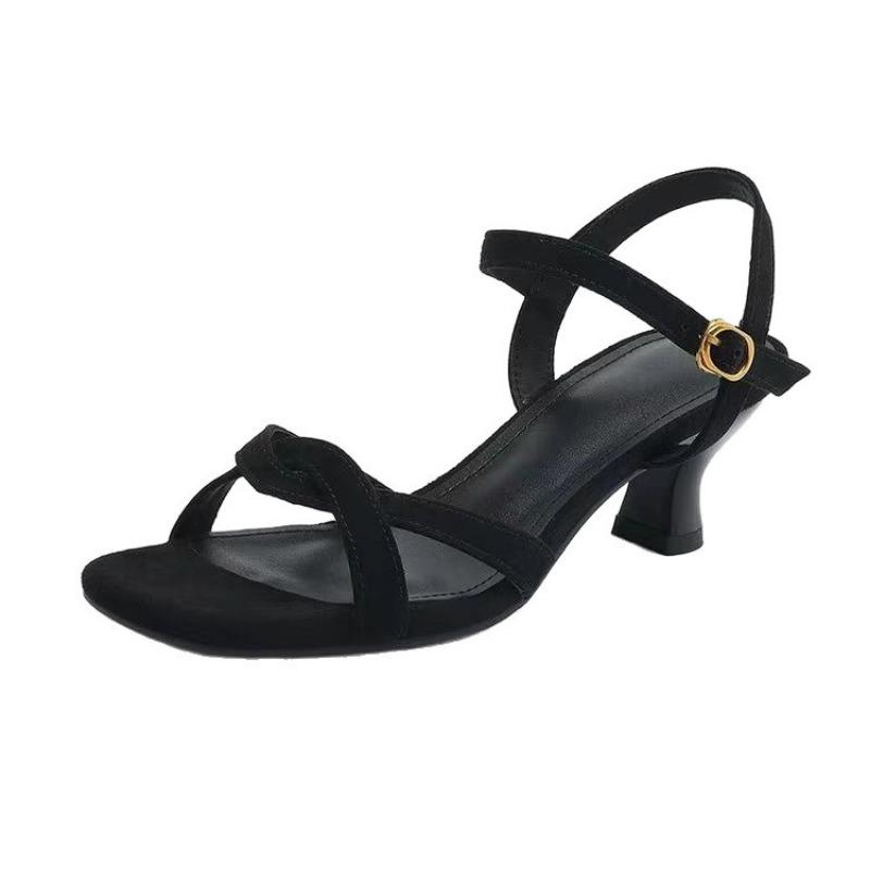 Mid-heeled Shoes Women's Sandals One-strap Square Sandals