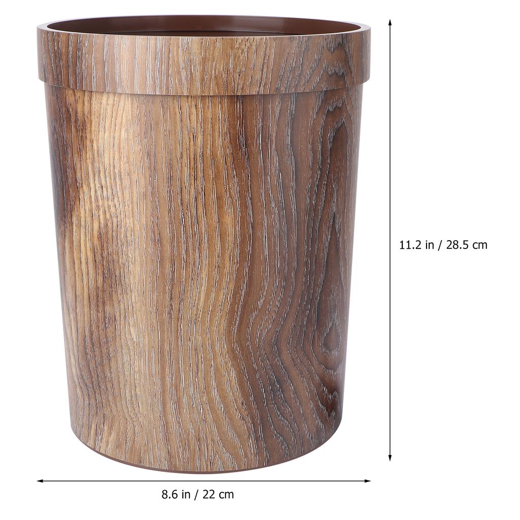 Wood Grain Trash Can Environmental Protection PP Home Living Room Bedroom Kitchen Garbage Bin Wastebasket Container