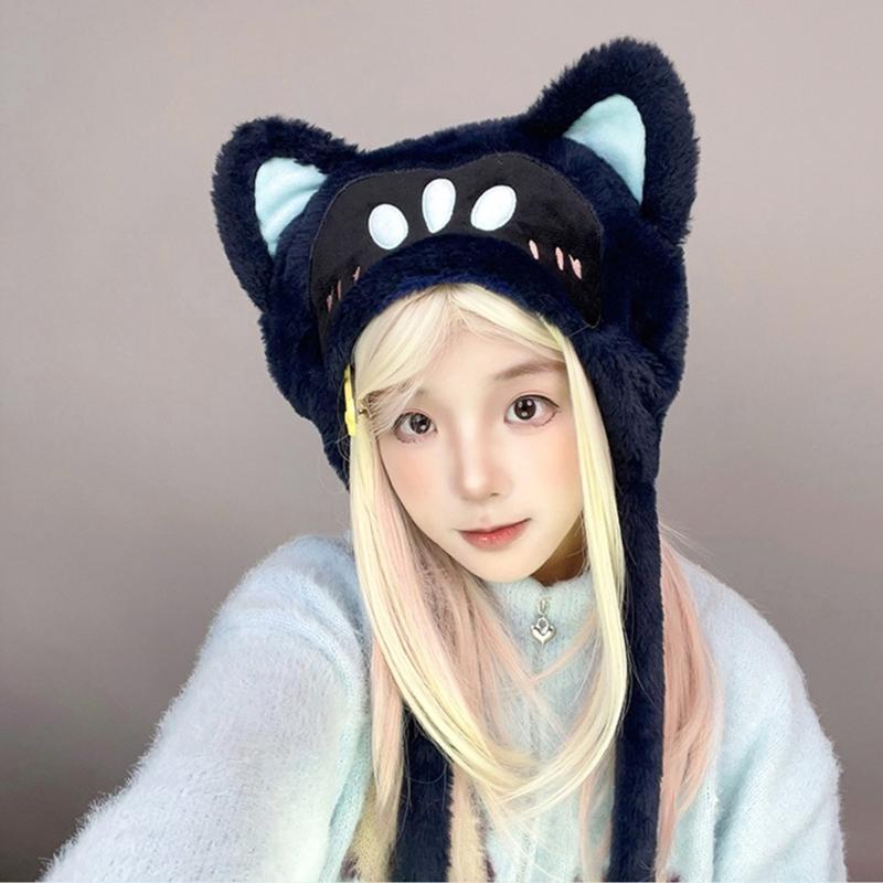 Soft Plush Cats Ear Pullover Hat For Women And Girl Warmth Autumn Winter Cold Weather Activity Warm Headwear