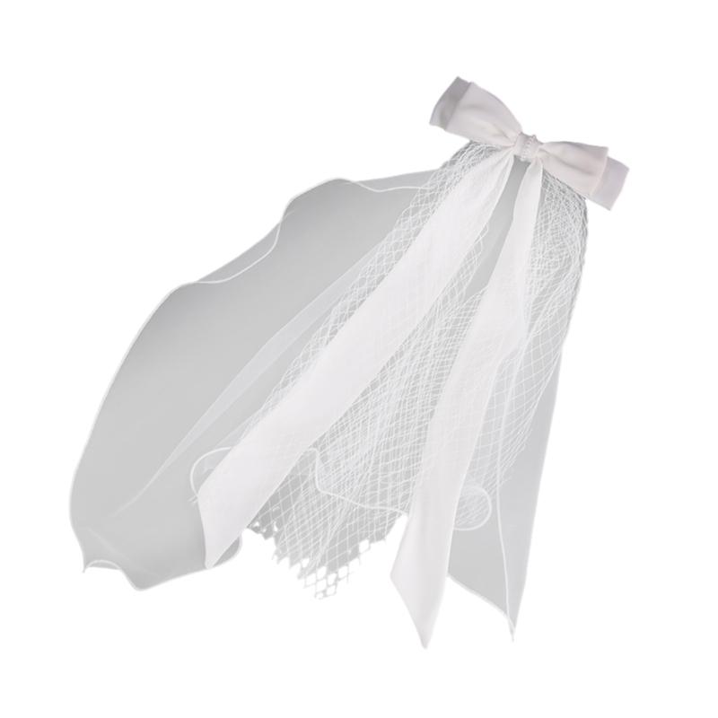 

Ribbon Bowknot Long Tulle Marriage Bridal Veil with Fix Hair Clip for Marriage Wedding Celebration Party Accessories 1 белый