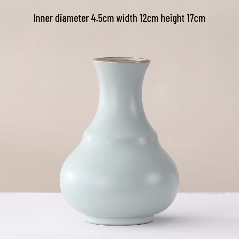 Elegant Celadon Vase: Classical Ru Kiln Ceramic for Hydroponic Flower Arrangements and Living Room Decor