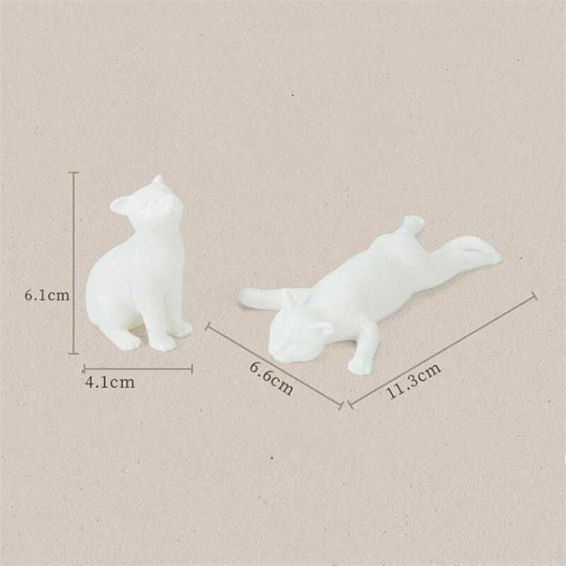 Biała Porcelanowa Kot Herbatka Zwierzątko Ręcznie Robiona Ceramiczna Mała Ozdoba Bonsai Urocza Figurka Zwierzęca Dekoracja Doniczki Biurowej Meble