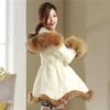 Fluffy Coat Autumn and Winter Faux Fur Coat Women Mid-length Warm Hooded Coat with Faux Fox Fur Collar Plus Size