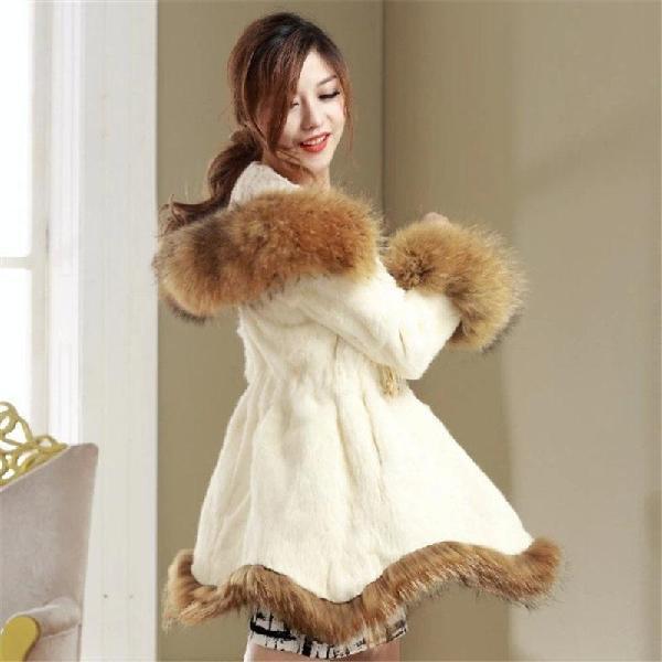Fluffy Coat Autumn and Winter Faux Fur Coat Women Mid-length Warm Hooded Coat with Faux Fox Fur Collar Plus Size