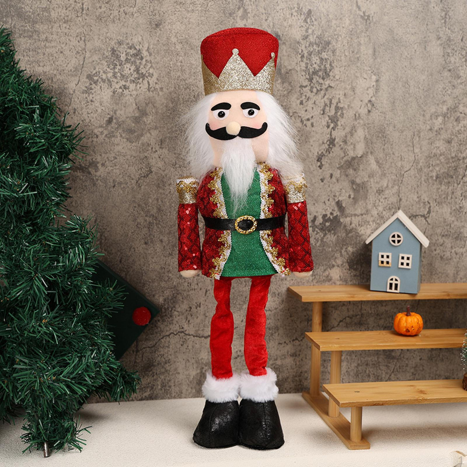 

Christmas Nutcracker Decor Telescopic Santa Claus Figure Sculpture for Festival червоний