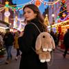 Plush Cartoon Rabbit Shaped Crossbody Bag Soft Faux Fur Rabbit Shoulder Bag Fluffy Cute Bunny Sling Bag for Women Girls