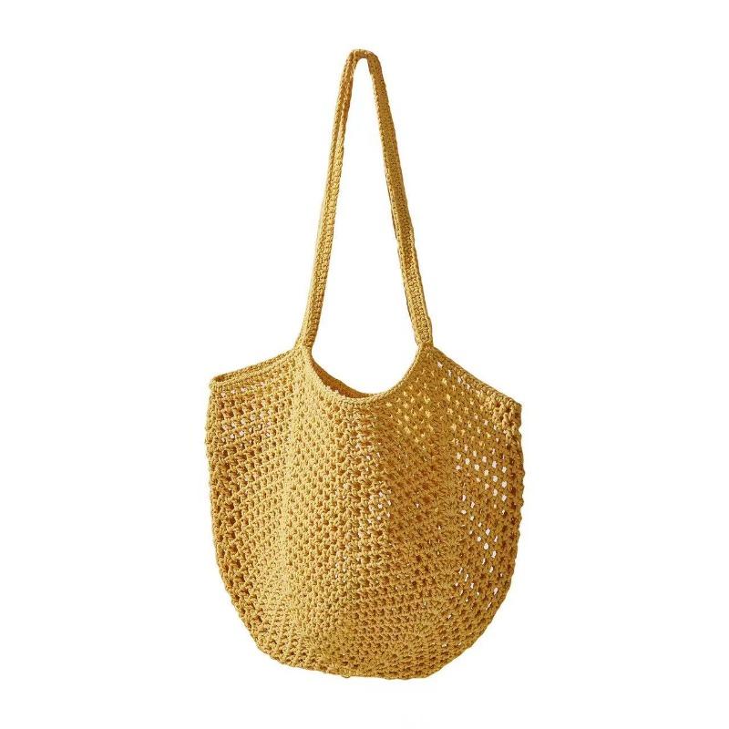 Handliche faltbare Einkaufs-Baumwollnetztasche, wiederverwendbare Obstnetztasche, gewebte Netztasche mit Hohlmuster für die Küchenaufbewahrung