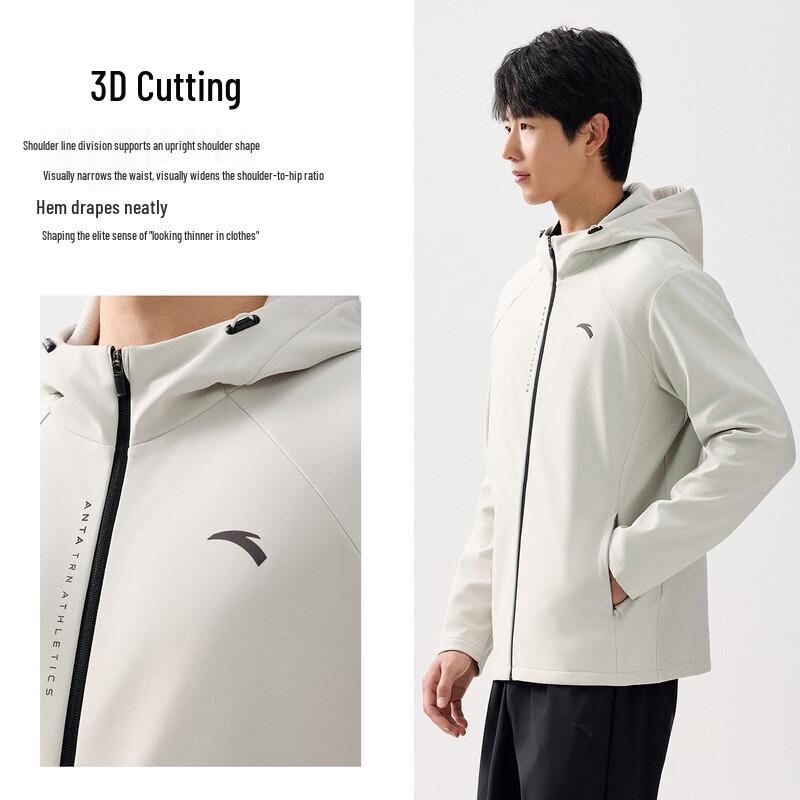 Anta Men's Water-Repellent Fleece-Lined Hooded Jacket