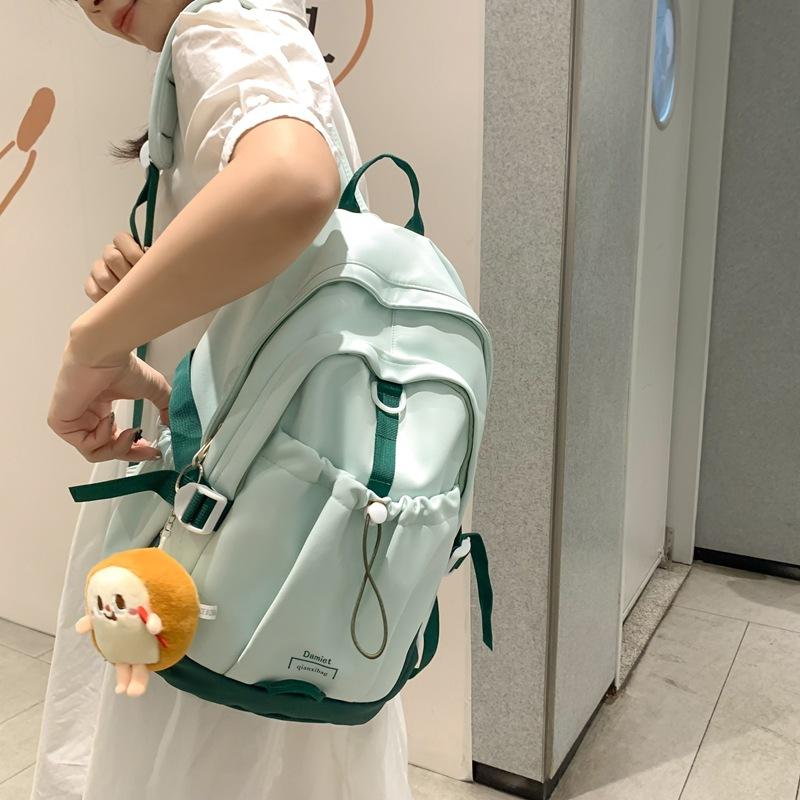 Студенческий рюкзак большой емкости женский рюкзак цветной блок школьный портфель — фото 15