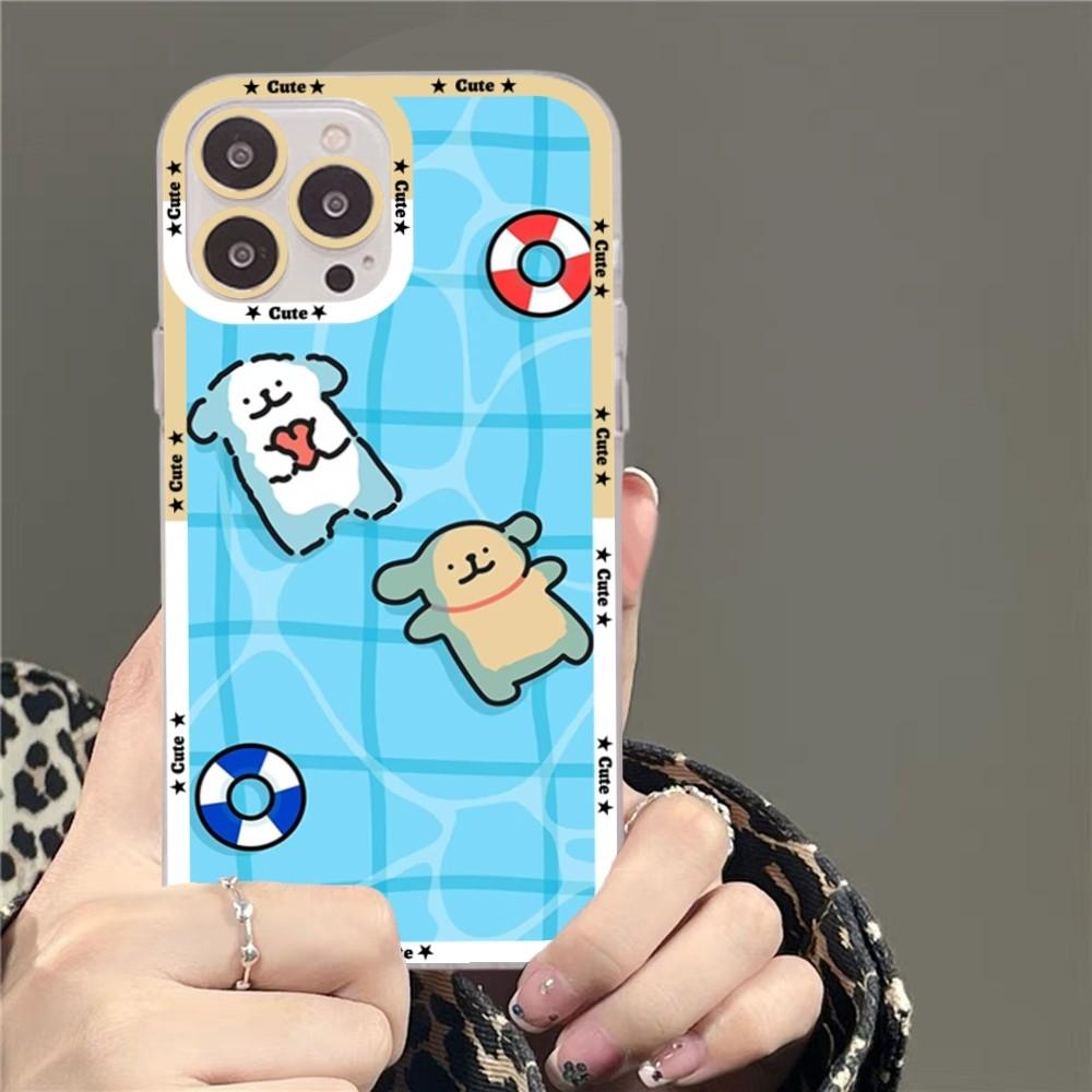 Cartoon Line Dog Phone Case For iPhone 14 13 12 11 Pro Max XS X XR SE 2020 6 7 8 Plus Mini Protective Cover
